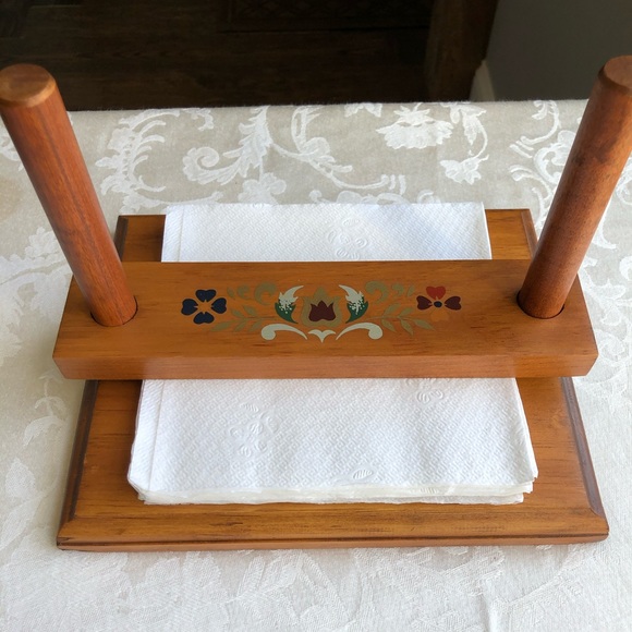 Vintage Folk Art Painted Wooden Napkin Holder - Picture 6 of 7
